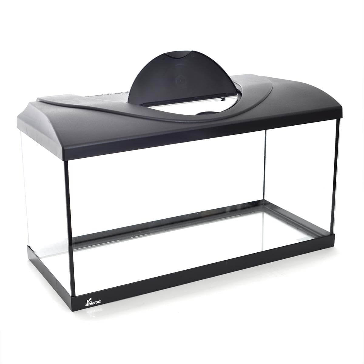 Acvariu din sticla Diversa LED 80 Negru 80x35x40cm - Animax