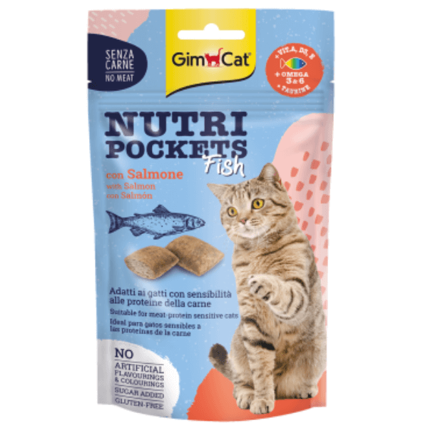 Recompense pentru pisici Gimcat Nutri Pockets Peste & Somon 60g - Animax