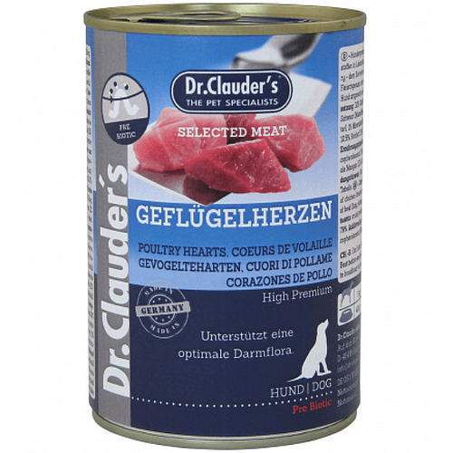 Hrana pentru caini Dr. Clauder's Selected Meat Inimi de Pui 800g - Animax