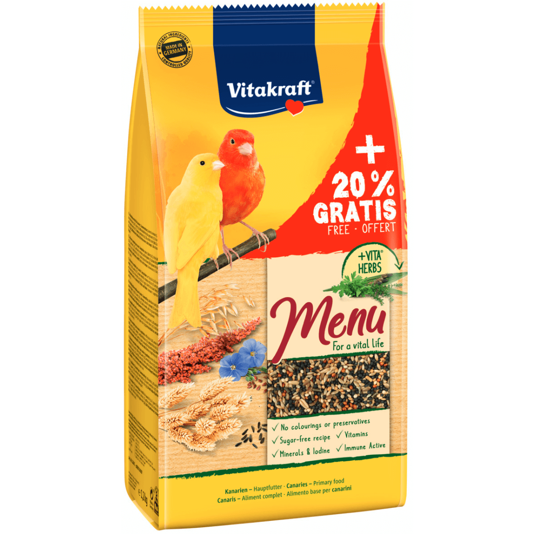 Hrana pentru canari Vitakraft Premium Menu 1kg +20% Gratis - Animax