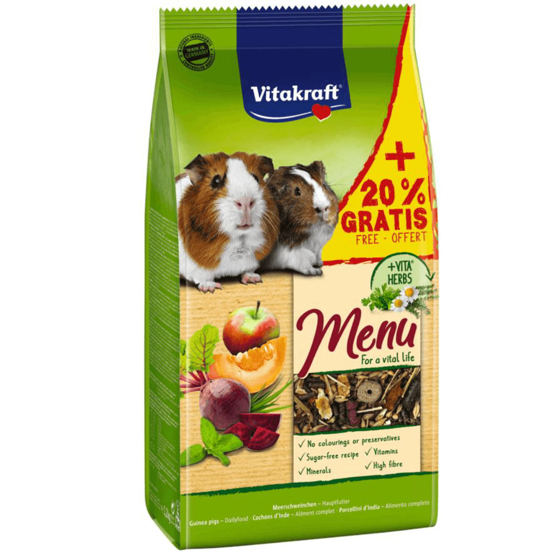 Hrana pentru porcusori de Guineea Vitakraft Premium Menu 1kg+20% Gratis - Animax