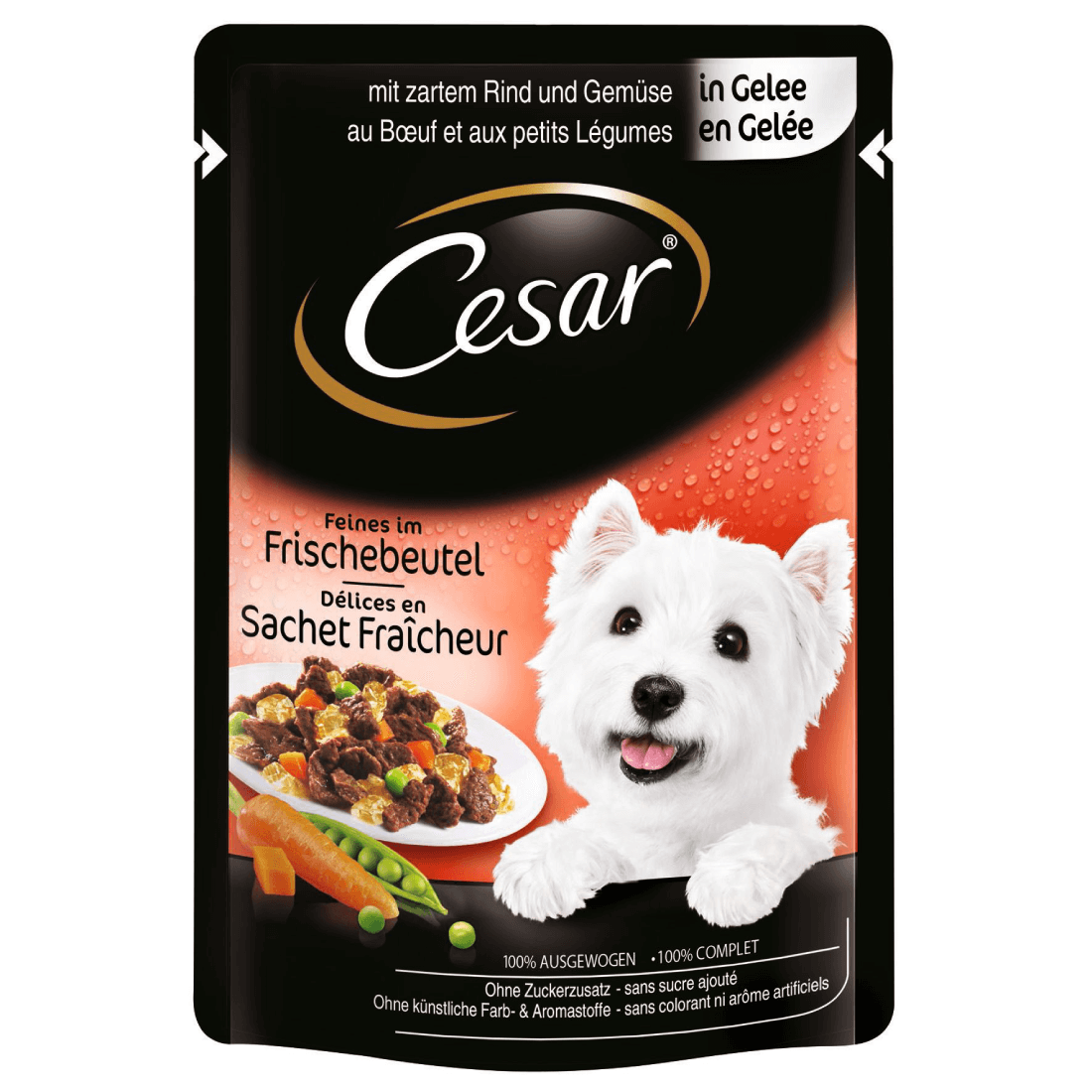Hrana umeda pentru caini Cesar Plic Vita si Legume in Aspic 24x100gr - Animax