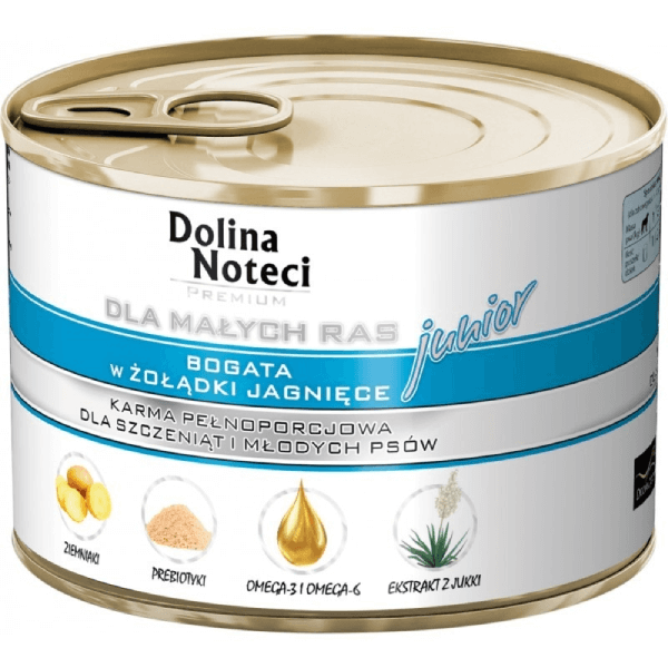 Hrana umeda pentru caini Dolina Noteci Mini Junior Burta de miel 185g - Animax