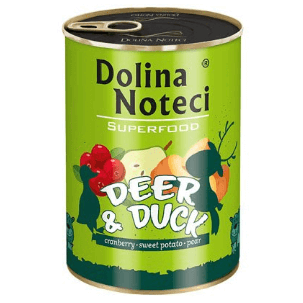 Hrana umeda pentru caini Dolina Noteci SuperFood Cerb&Rata 800g - Animax