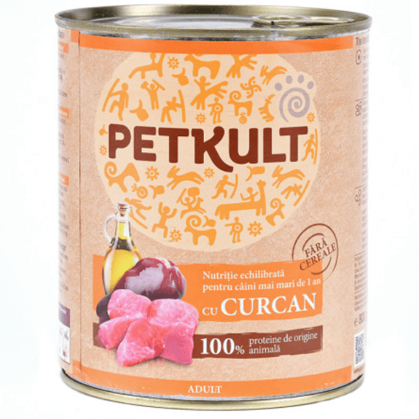 Hrana umeda pentru caini Petkult Adult cu curcan 800g - Animax