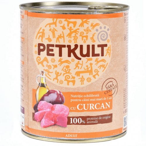 Hrana umeda pentru caini Petkult Adult cu curcan 800g - Animax