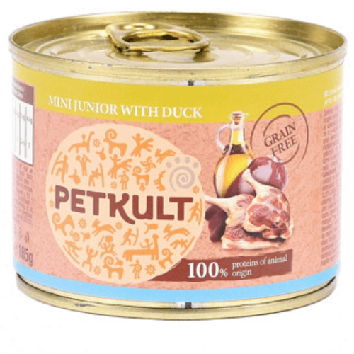Hrana umeda pentru caini Petkult Mini Junior cu rata 185g - Animax