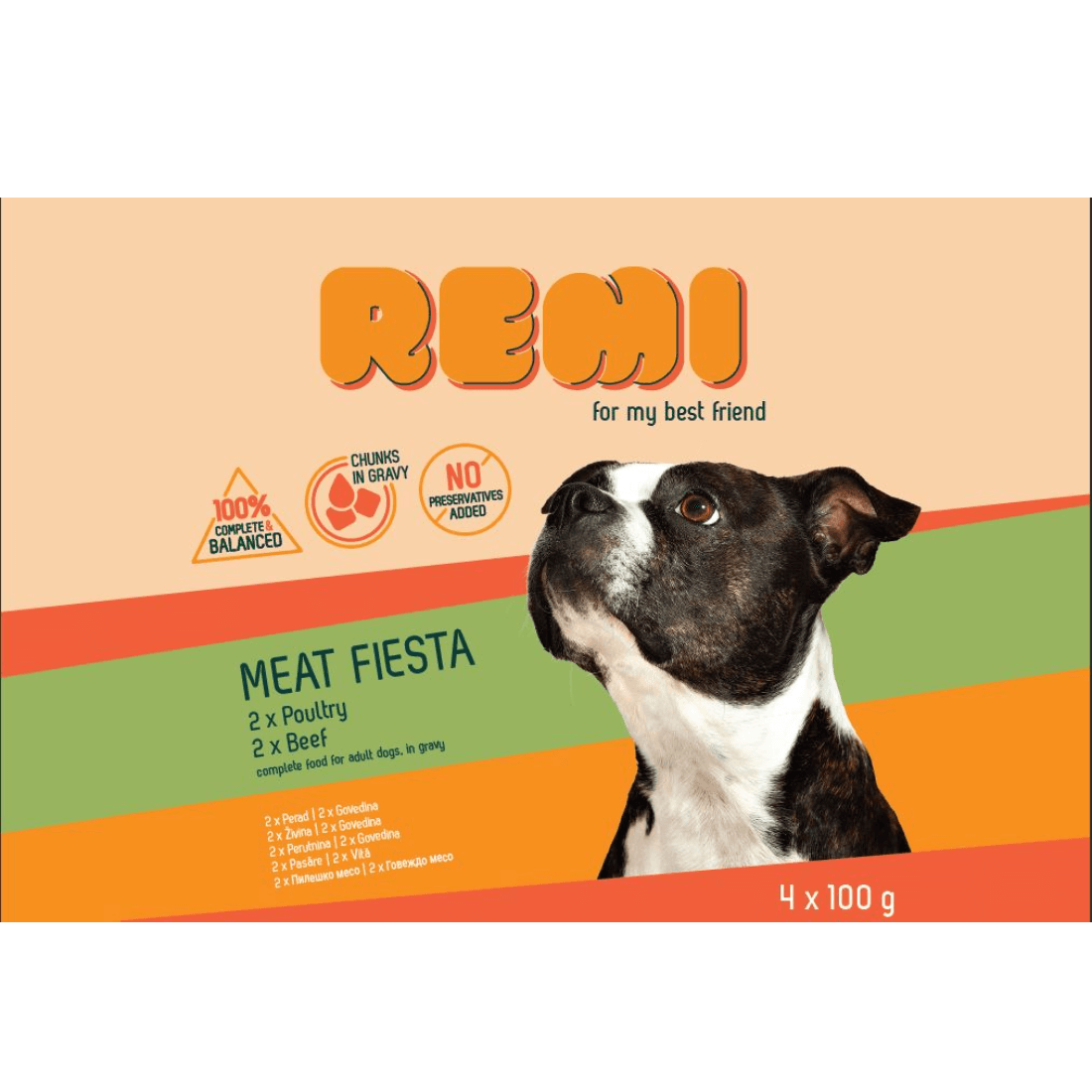 Hrana umeda pentru caini Remi Dog Multipack Beef&Chicken 4x100g - Animax