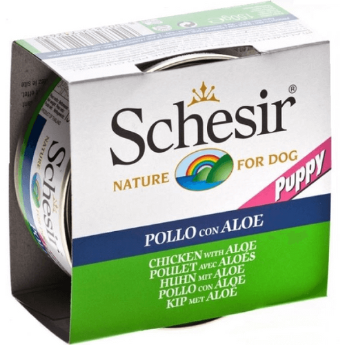 Hrana umeda pentru caini Schesir Puppy cu pui si aloe 150g - Animax