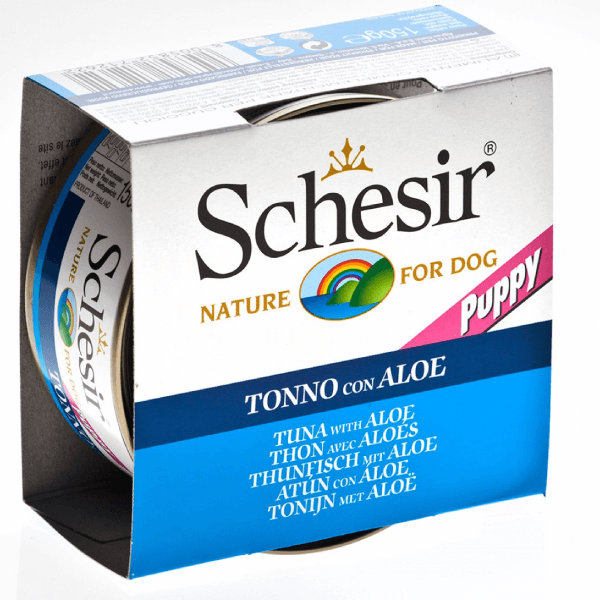 Hrana umeda pentru caini Schesir Junior cu ton si aloe 150g - Animax