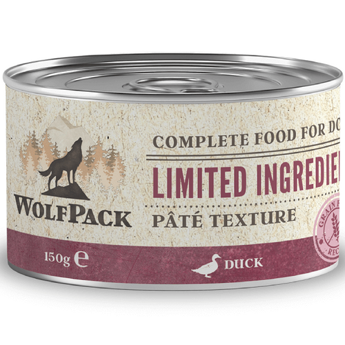 Hrana umeda pentru caini Wolfpack LTD Adult Rata 150g - Animax