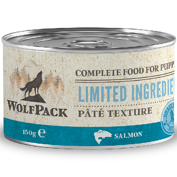 Hrana umeda pentru caini Wolfpack LTD Puppy Somon 150g - Animax