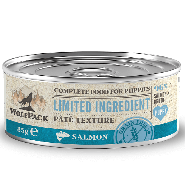 Hrana umeda pentru caini Wolfpack LTD Puppy Somon 85g - Animax
