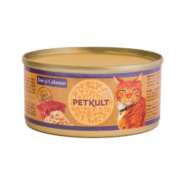 Hrana umeda pentru pisici Petkult Cat Ton cu Calamar 80g - Animax