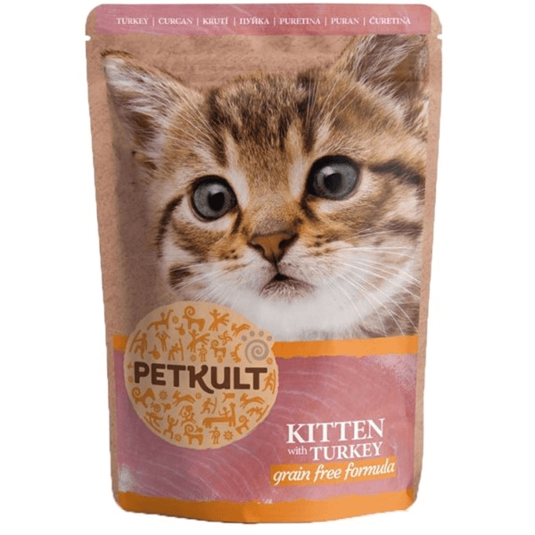 Hrana umeda pentru pisici Petkult Kitten Curcan 100g - Animax