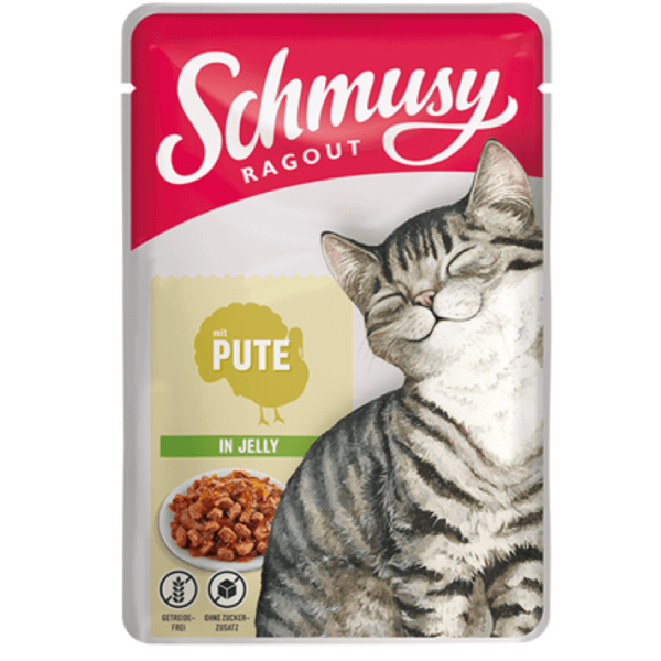 Hrana umeda pentru pisici Schmusy Curcan in gelatina 100g - Animax