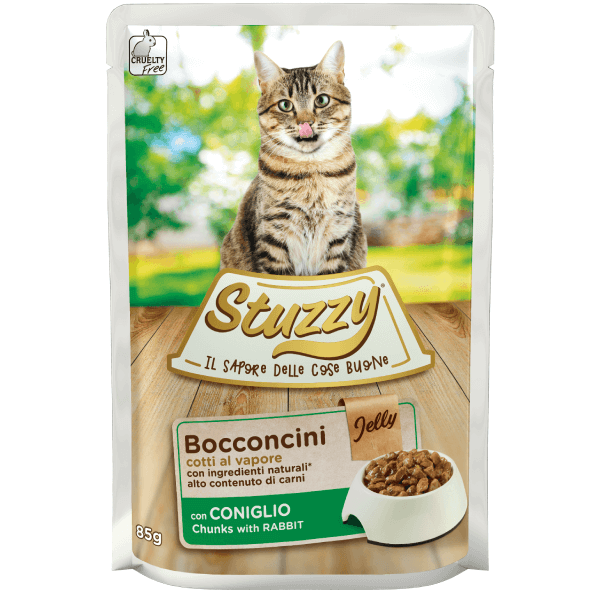 Hrana umeda pentru pisici Stuzzy Bucati de iepure in gelatina 85g - Animax