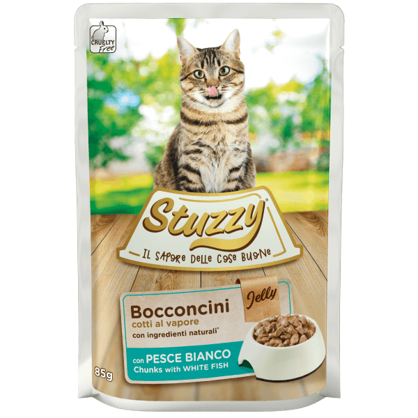 Hrana umeda pentru pisici Stuzzy Bucati de peste alb in sos 85g - Animax