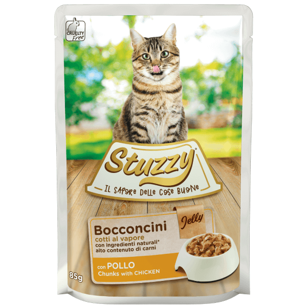 Hrana umeda pentru pisici Stuzzy Bucati de pui in gelatina 85g - Animax
