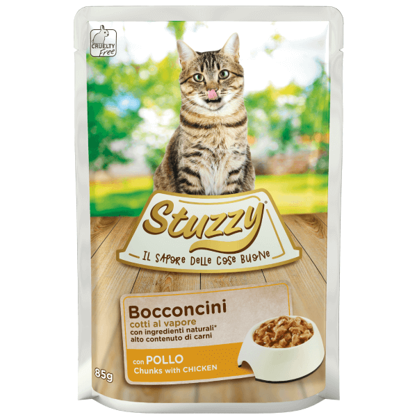 Hrana umeda pentru pisici Stuzzy Bucati de pui in sos 85g - Animax