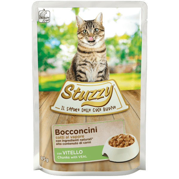Hrana umeda pentru pisici Stuzzy Bucati de vitel in sos 85g - Animax