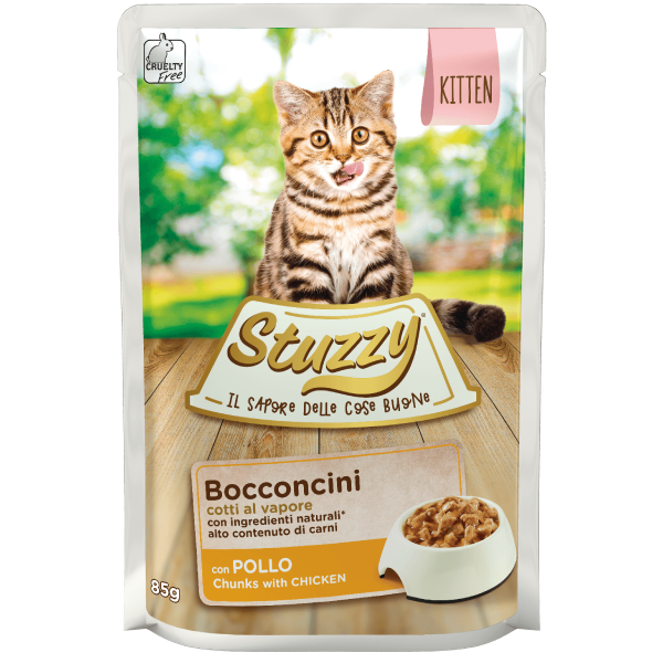 Hrana umeda pentru pisici Stuzzy Kitten Bucati de pui in sos 85g - Animax