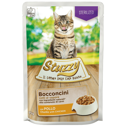 Hrana umeda pentru pisici Stuzzy Sterilized Bucati de pui in sos 85g - Animax