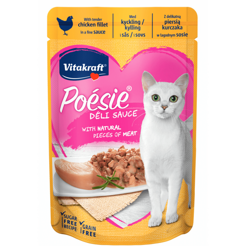 Hrana umeda pentru pisici Vitakraft Plic Poesie Pui in File in Sos 85g - Animax