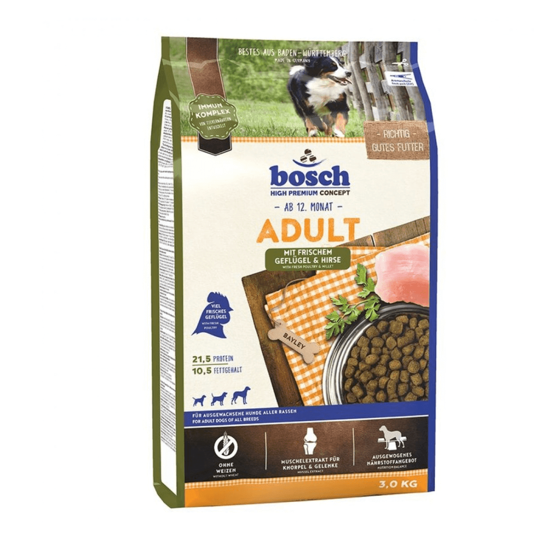 Hrana uscata pentru caini Bosch HP Adult cu pui si mei 3kg - Animax