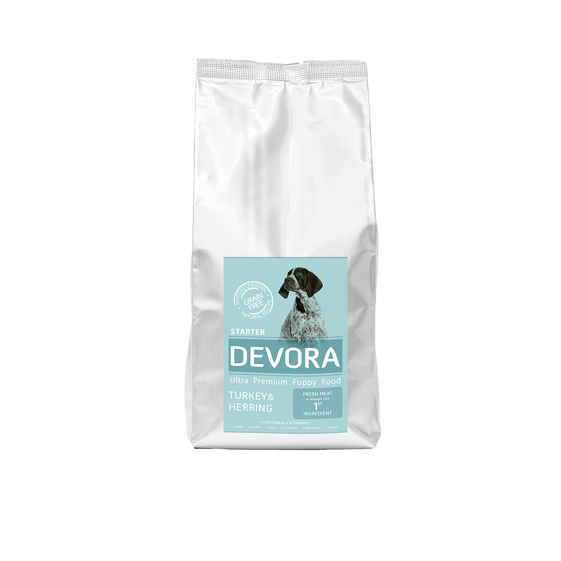 Hrana uscata pentru caini Devora Grain Free Starter cu curcan, hering si mazare 7.5 kg - Animax