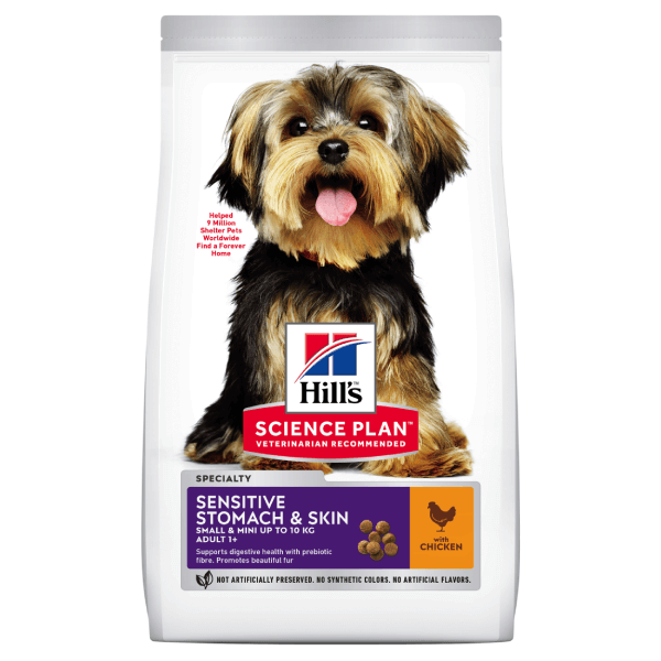 Hrana uscata pentru caini Hill's Science Plan Small&Mini Sensitive Stomach&Skin Pui 1.5kg - Animax