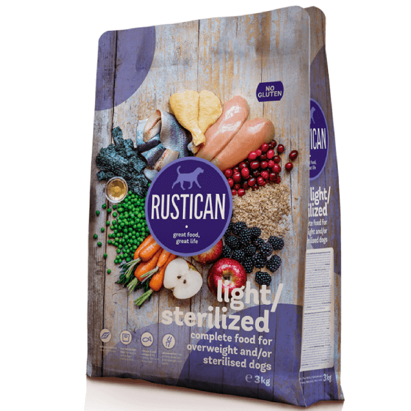 Hrana uscata pentru caini Rustican Light-Sterilised Pui-Peste&Orez Brun 12kg - Animax