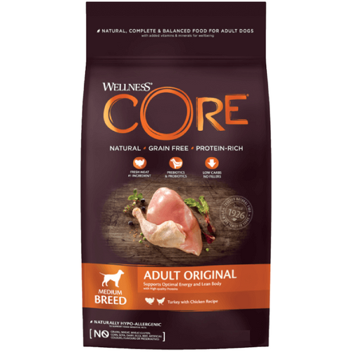 Hrana uscata pentru caini Wellness Core Medium Breed Curcan si pui 10kg - Animax