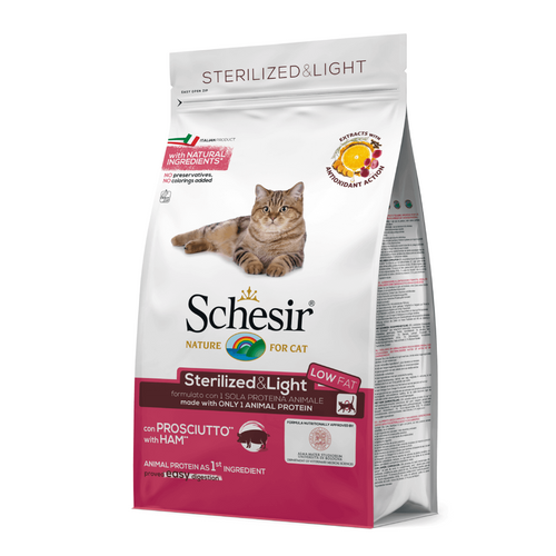 Hrana uscata pentru pisici Schesir Sterilised Monoprotein cu sunca 400 g - Animax
