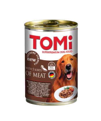 Hrana umeda pentru caini Tomi cu 5 feluri de carne 400g - Animax