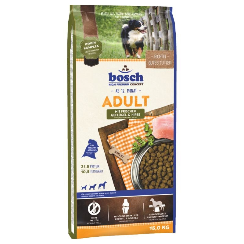 Hrana uscata pentru caini Bosch Adult cu pasare si mei 15 kg - Animax