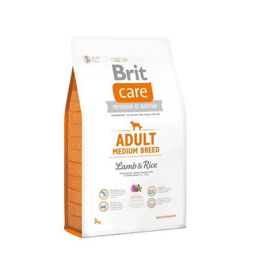 Hrana uscata pentru caini Brit Care Adult Medium Breed cu miel si orez 3 kg