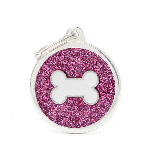 Medalion tag MyFamily Rotund L Glitter Os alb 72331 - Animax