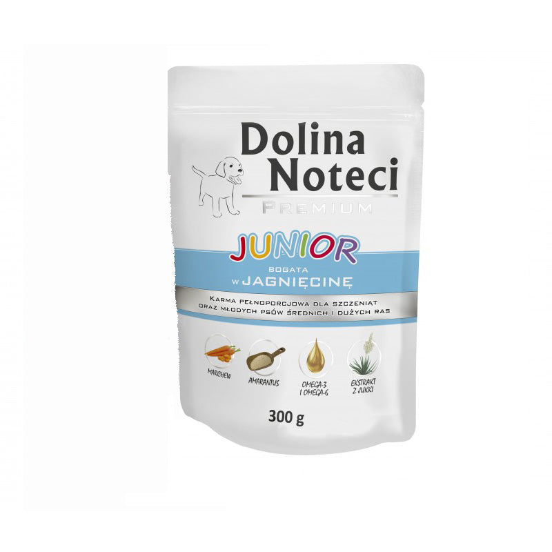 Hrana umeda pentru caini Dolina Noteci Premium Junior cu miel 300 g - Animax