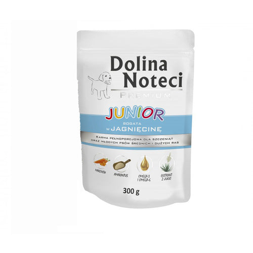 Hrana umeda pentru caini Dolina Noteci Premium Junior cu miel 300 g - Animax