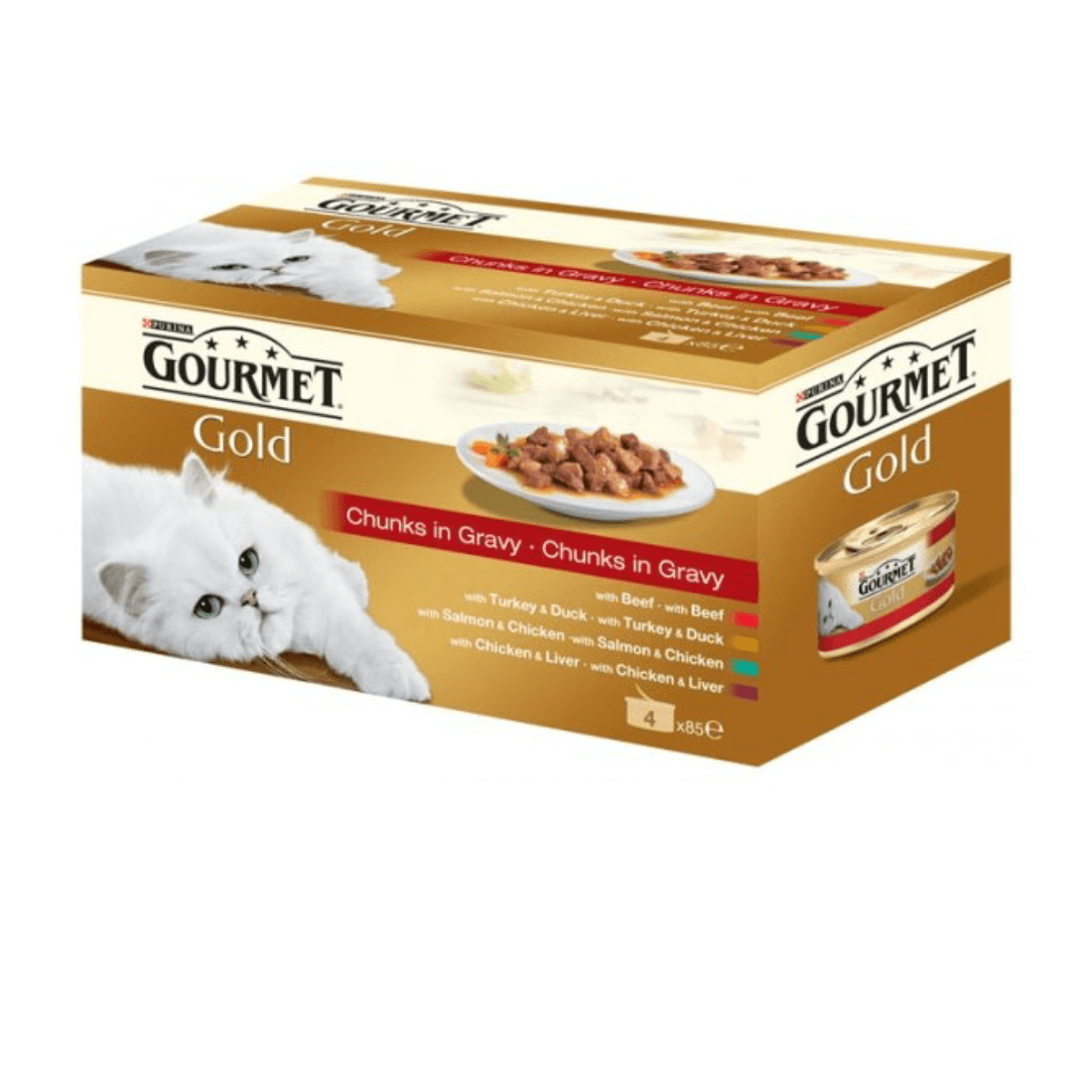 Pachet conserve in sos Gourmet Gold Vita, pui, somon, curcan si rata 4x85 g - Animax