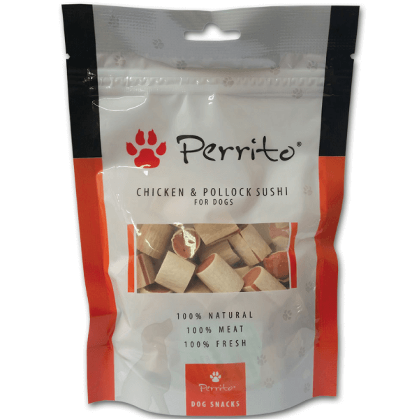 Recompensa pentru caini Peritto Dog Chicken Pollock Sushi 100g - Animax