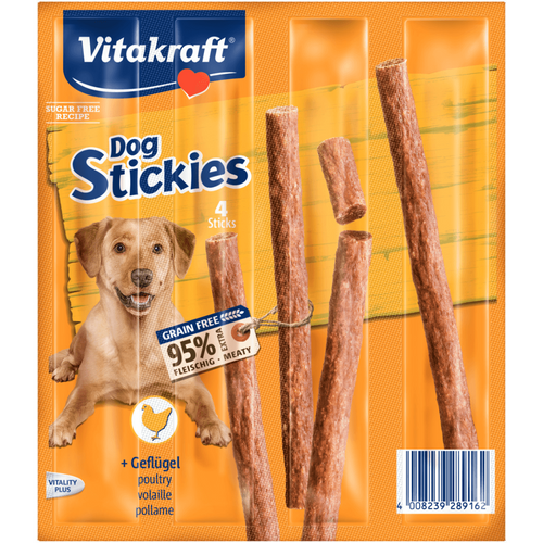 Recompensa pentru caini Vitakraft Dog Stickies cu Pasare 4buc 44G - Animax