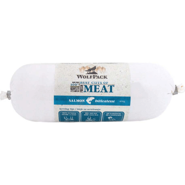 Recompensa pentru caini Wolfpack Sausage Somon 400g - Animax
