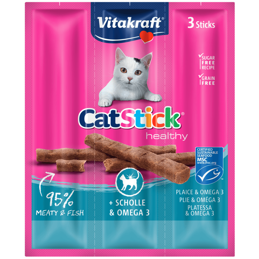 Recompense pentru pisici Vitakraft Cat Sticks cu Cambula si Omega 3 18g - Animax