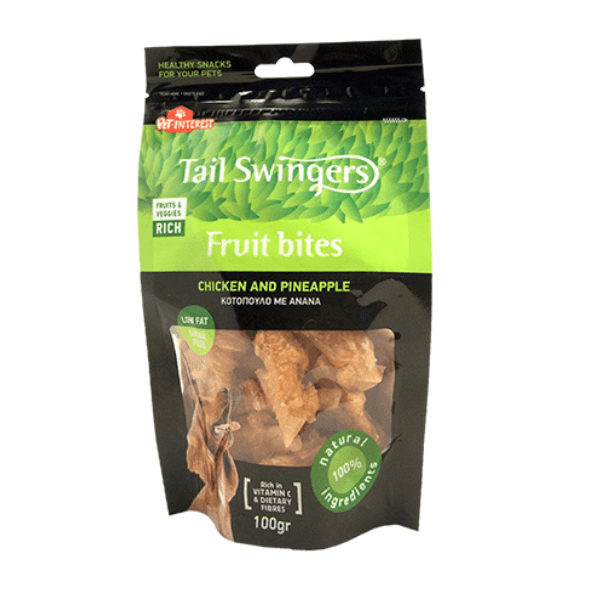 Recompense pentru caini felii de ananas si pui Tail Swingers 100g - Animax
