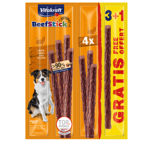 Recompense pentru caini Vitakraft Beef Stick Curcan 48g 3+1 PROMO - Animax