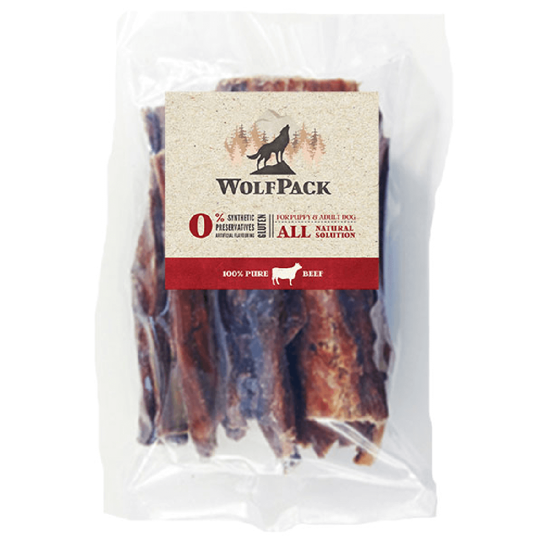 Recompense pentru caini WolfPack Esofag de vita plat 100g - Animax