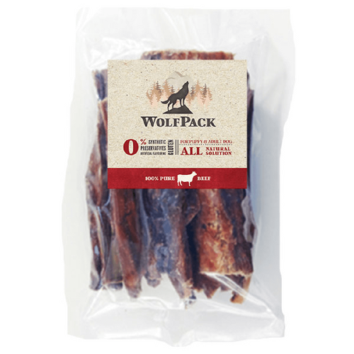 Recompense pentru caini WolfPack Esofag de vita plat 100g - Animax