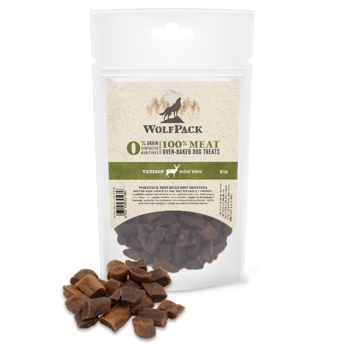 Recompense pentru caini Wolfpack Treats Mini Bites Vanat 85g - Animax